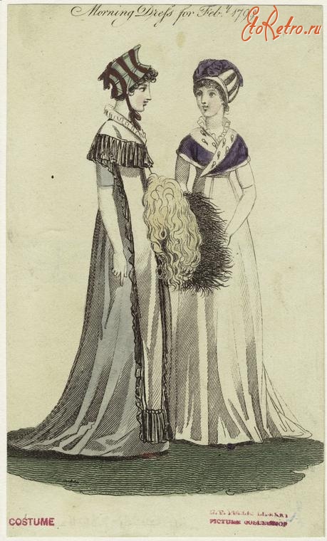 Ретро мода - Английский женский костюм XVIII в.  Утреннее платье, 1799