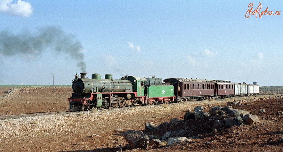 Железная дорога (поезда, паровозы, локомотивы, вагоны) - Паровоз 262 типа 1-4-1 с поездом Дараа-Дамаск