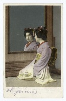 Ретро мода - Женщина в кимоно у зеркала, 1903