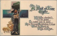 Ретро открытки - Радостная Пасха Иисуса с овцами