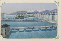 Швейцария - Вид Женевы с мостами на переднем плане