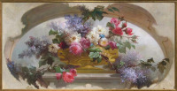 Картины - Эуген Бидау, Цветы в золотой вазе