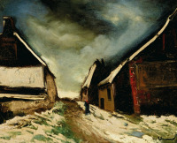 Картины - Морис де Вламинк, Зимняя сцена на деревенской улице