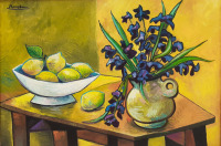 Картины - Эрик Ренссен, Натюрморт с ирисами и лимонами