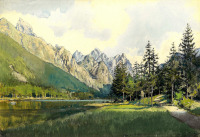 Картины - Александр Бенуа. Горный пейзаж с озером