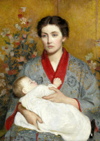 Картины - Лилла Кэбот Перри. Женщина в голубом кимоно