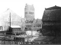 Правдинск - Blick auf die Kirche ueber den Siebenbruederplatz 1900—1945, Россия, Калининградская область, Правдинск
