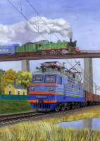 Железная дорога (поезда, паровозы, локомотивы, вагоны) - Две эпохи