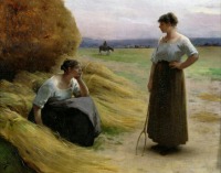 Картины - Генри Лероль. Две девушки в сельском пейзаже