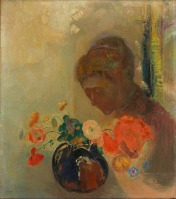 Картины - Одилон Редон. Женщина с вазой цветов