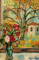 Картины - Сюзанна Валадон, Букет цветов у окна в Сен-Бернаре