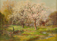 Картины - Алоиз Арнеггер. Цветущий яблоневый сад