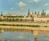 Картины - Василий Верещагин. Кремлёвские соборы и Москва-река весной