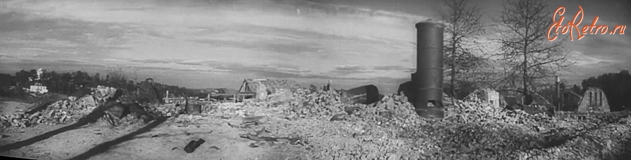Пушкинские Горы - Разрушенный поселок сразу после освобождения от фашистов