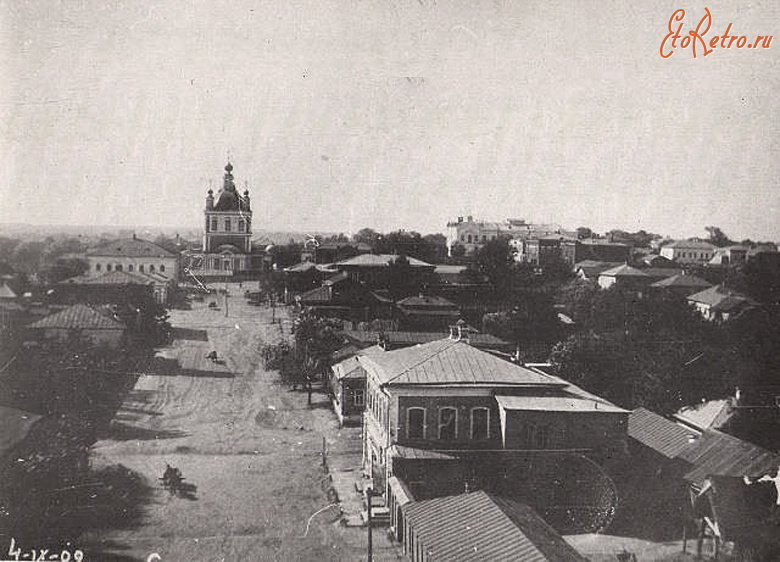 Сапожок - Вид на Успенский собор с востока, улица Большая.