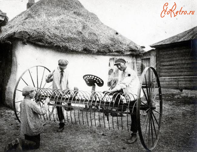 Саратовская область - Ремонт конных грабель в колхозе 