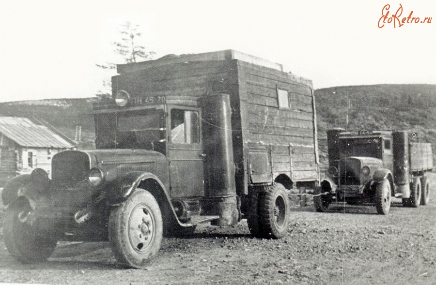 Ретро автомобили - Дорожный посёлок Берелех. Газогенераторные автомобили . 1938