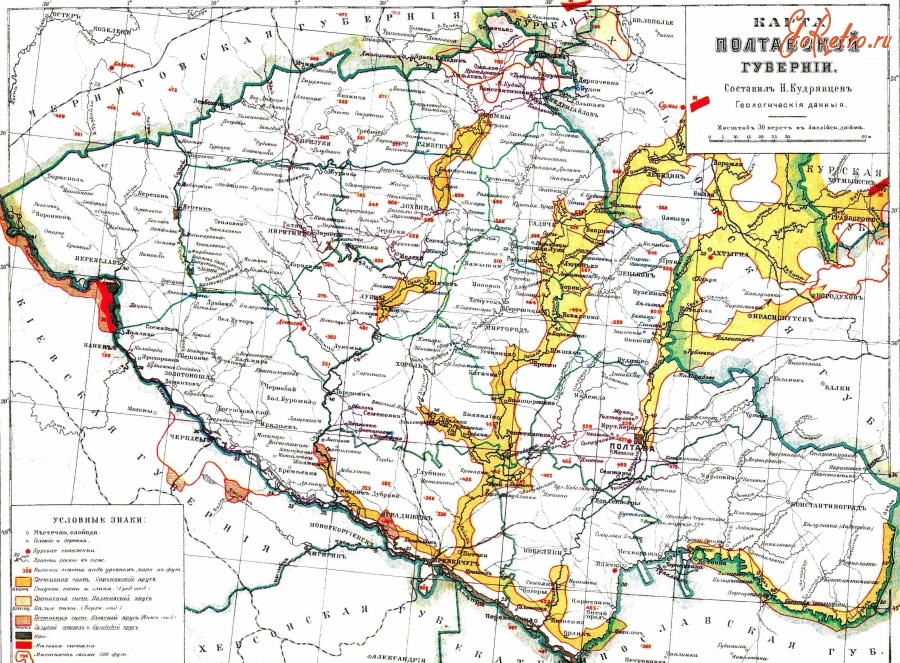Полтава - Карта Полтавской губернии.