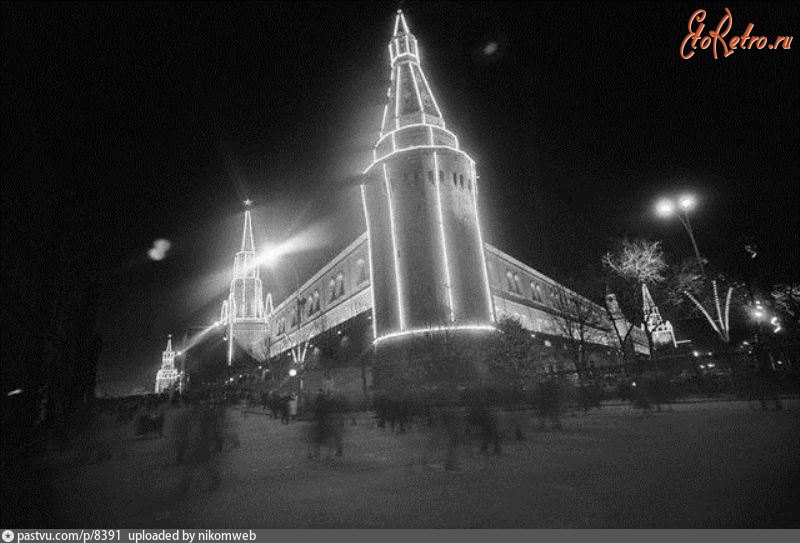 Москва - Праздничная подсветка Кремля 1967, Россия, Москва,