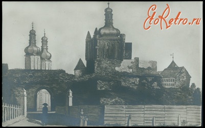 Польша - Плоцьк.  Катедра і замкові мури в 1795 році.  Акварель.