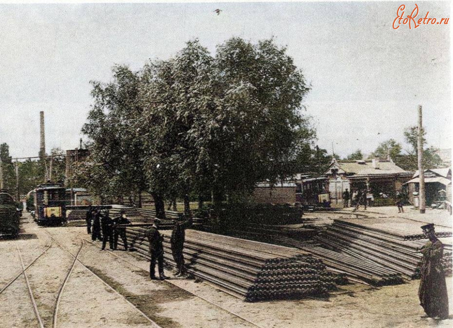 Киев - Київ.  Деміївське трамвайне депо на сьогоднішній Либідській площі.