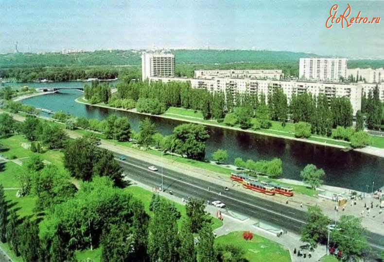 Киев - Київ. Панорама Русанівського масиву і правобережжя.