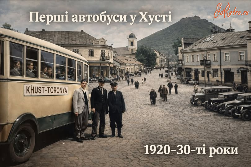 Хуст - Перші автобуси в Хусті.