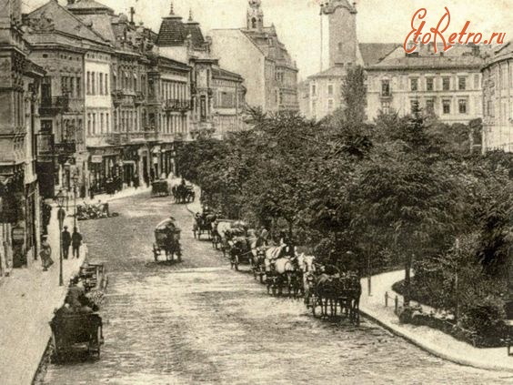 Львов - Львів.  Первісний вигляд бульвару на вулиці Академічній (пр.Шевченка).