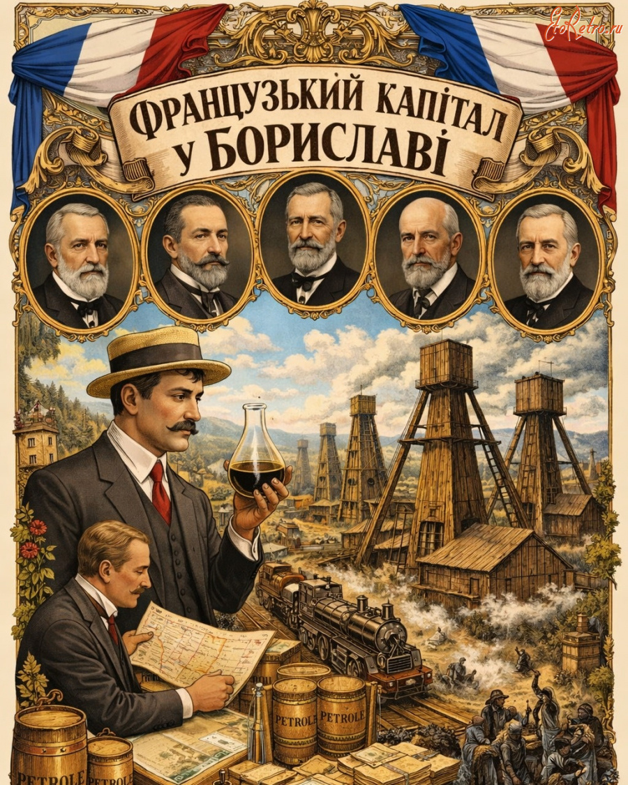 Борислав - Французький капітал у Бориславі. У другій половині ХIХ ст  Бориславсько-Тустановицькийрайон став одним із найдинамічніших  нафтогазових центрів Європи.