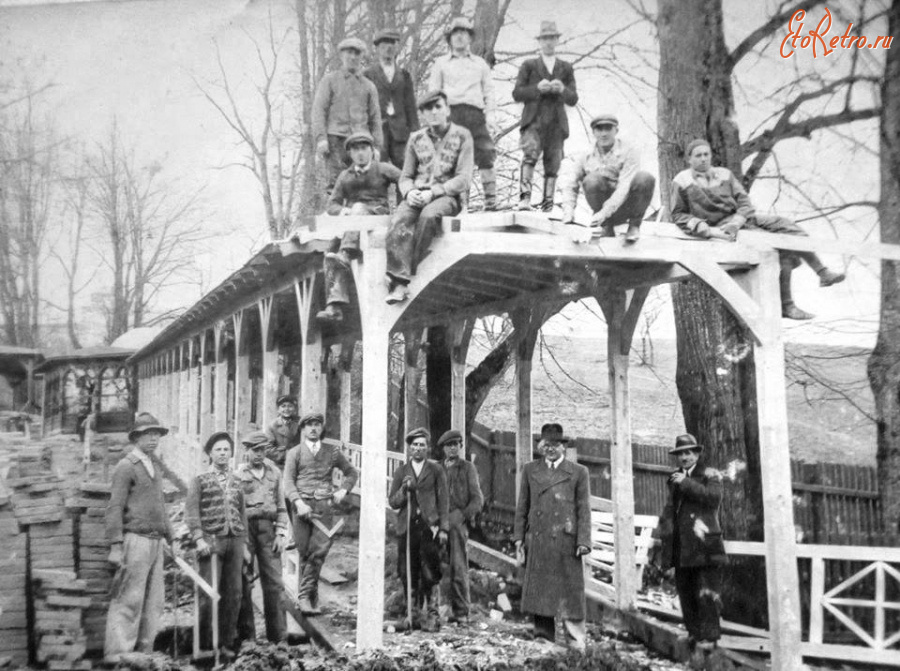 Трускавец - Трускавець.  Будівництво критої галереї до джерела 