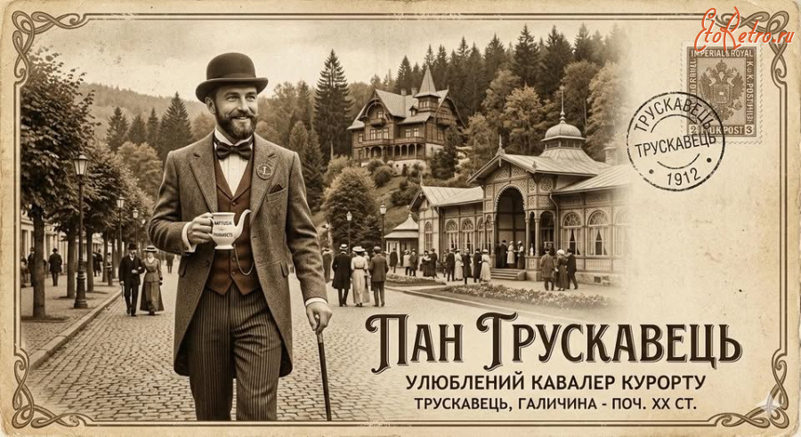 Трускавец - Трускавець. Галичина  Пан Трускавець-улюблений кавалер курорту. Поч.ХХ ст.