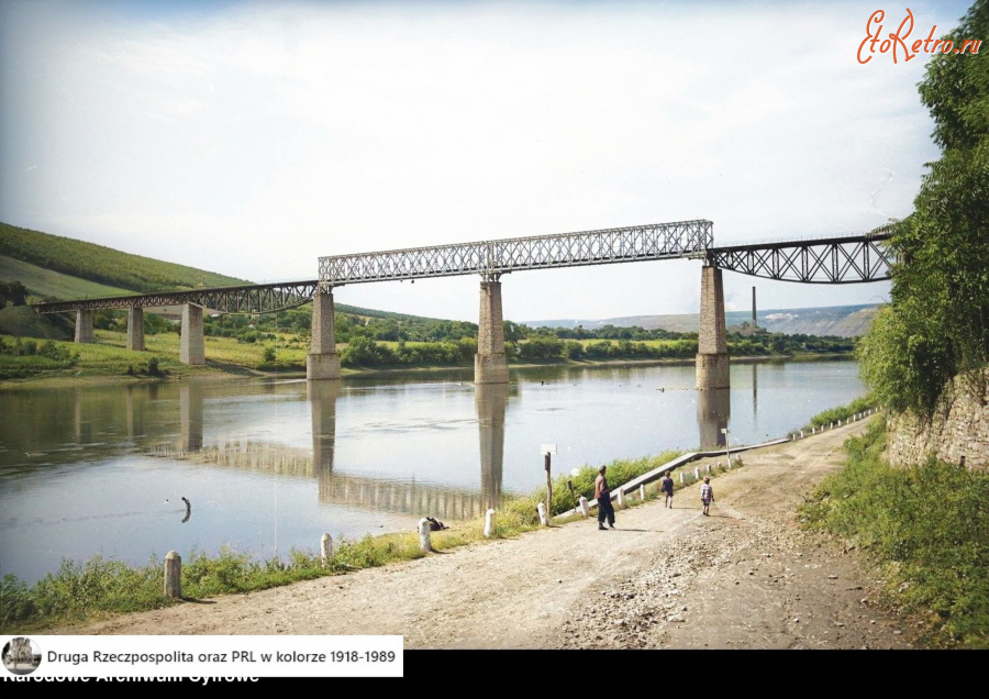 Залещики - Заліщики.  Залізничний  міст  через Дністер.