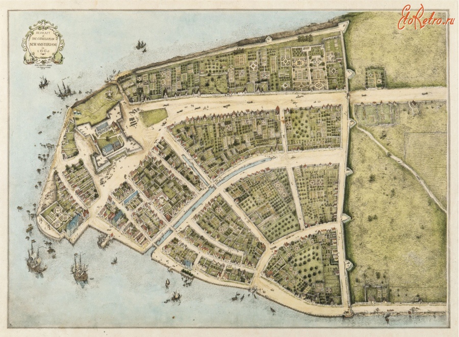 Нью-Йорк - Манхэттен в 1660 году,