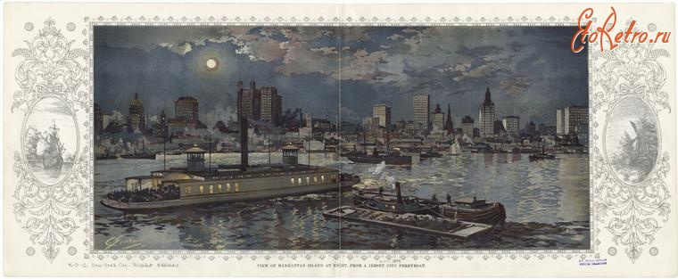 Нью-Йорк - Нью-Йорк. Башни. Манхэттен ночью, 1899