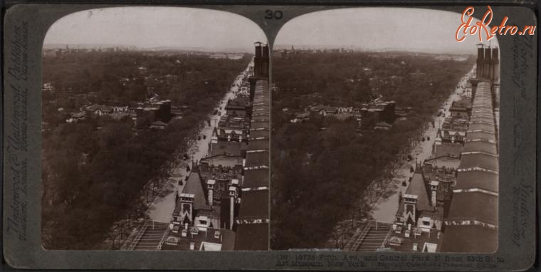 Нью-Йорк - Манхэттен. Пятая Авеню и Центральный парк, 1900