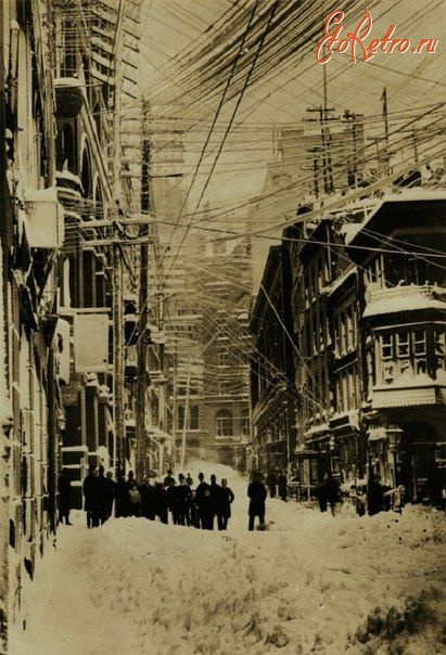 Нью-Йорк - Улица Нью-Йорка в марте 1888 г.