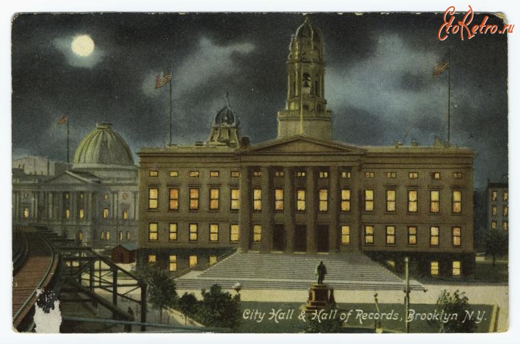 Нью-Йорк - Сити Холл и Холл Рекордс в Бруклине, 1907-1911