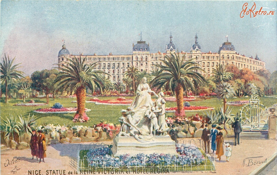 Франция - Ницца. Статуя Королевы Виктории и отель Регина