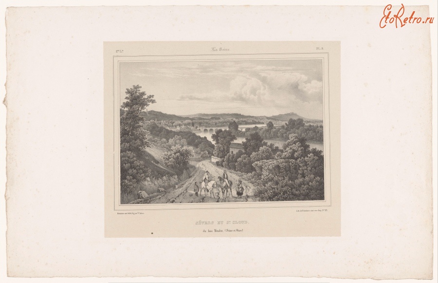 Париж - Сен-Клу. Общий вид Из Пон-де-Севр, 1830
