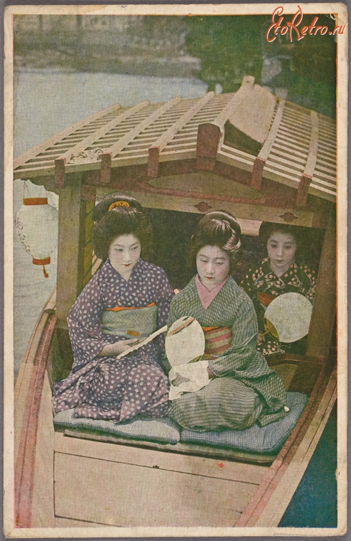 Япония - Гейши в лодке сампан, 1915-1930