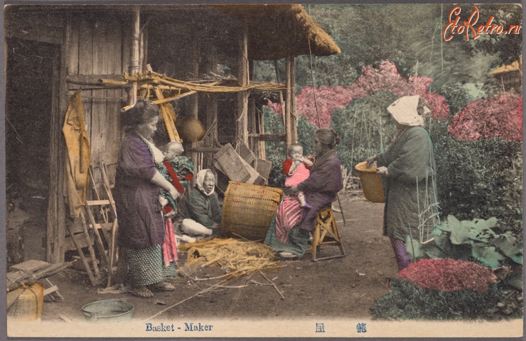 Япония - Японские крестьяне за плетением корзин, 1910-1919