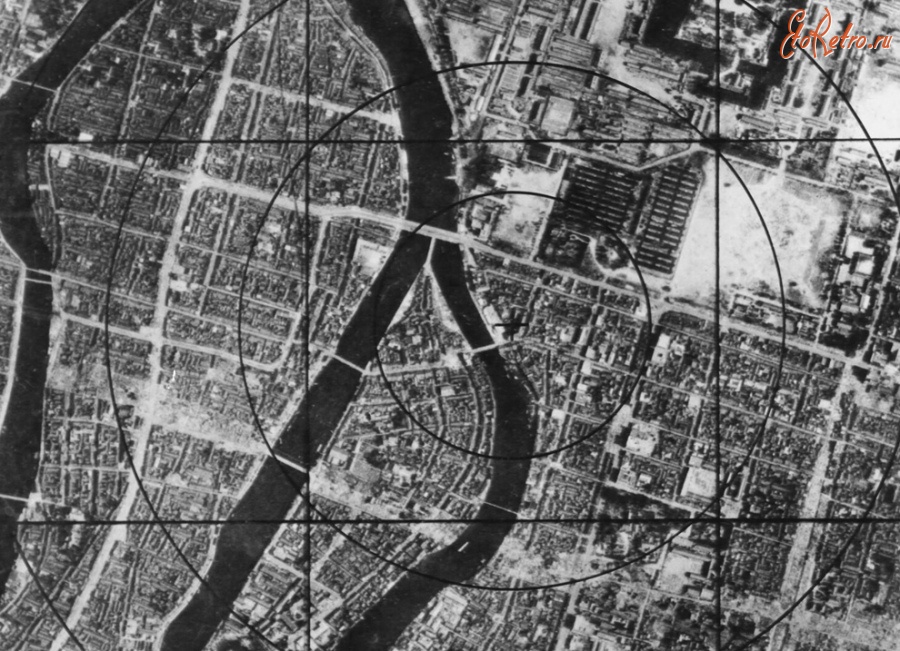 Хиросима - Карта Хиросимы перед бомбардировкой.