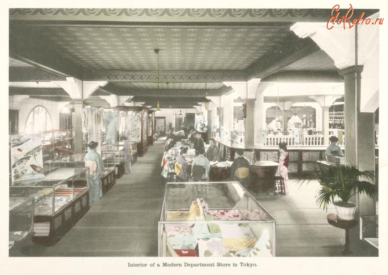 Старые магазины, рестораны и другие учреждения - Интерьер магазина в Токио, 1910-1919