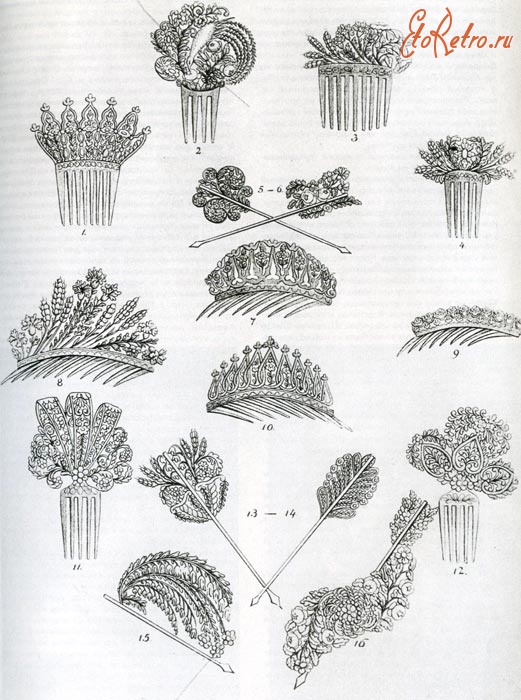 Ретро мода - Роскошные украшения для волос 1832 г.