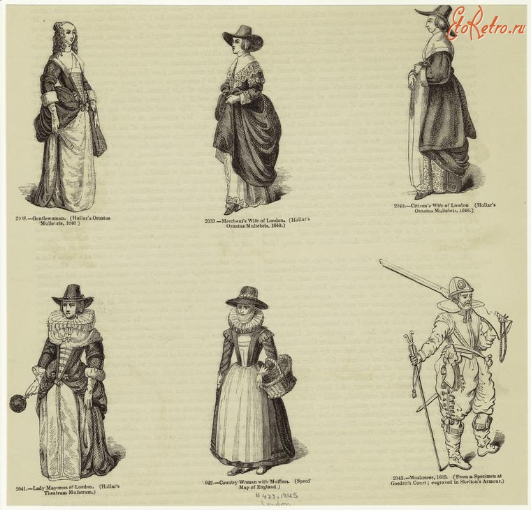 Ретро мода - Английский мужской и женский костюм XVII в.  Женщины и мушкетёр