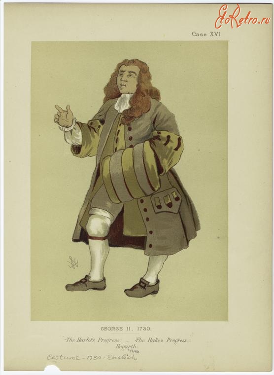 Ретро мода - Английский мужской костюм XVIII  в.  Эпоха Георга II, 1730