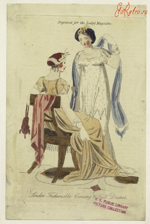 Ретро мода - Английский женский костюм 1800-1809.  Лондон. Модные вечерние платья