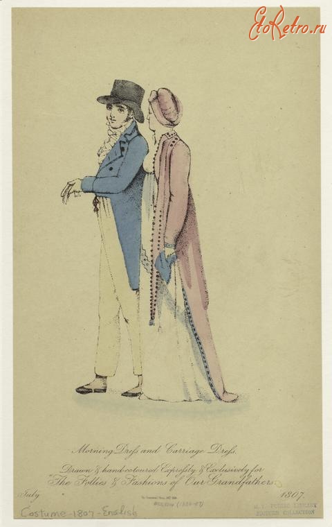 Ретро мода - Английский костюм 1800-1809. Платье для прогулок в карете, 1807