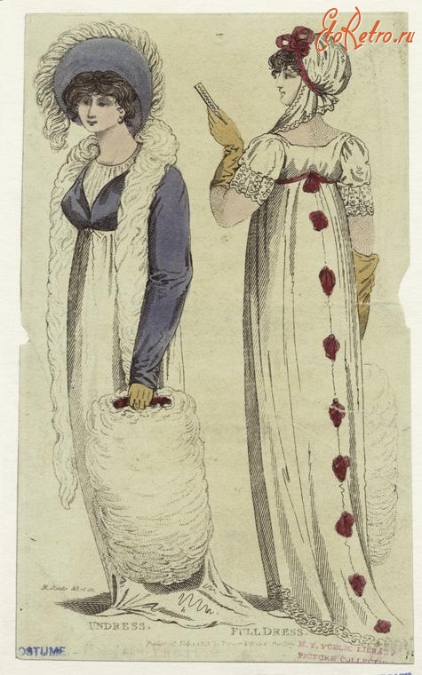Ретро мода - Английский женский костюм 1800-1809.  Платье для полных, 1805