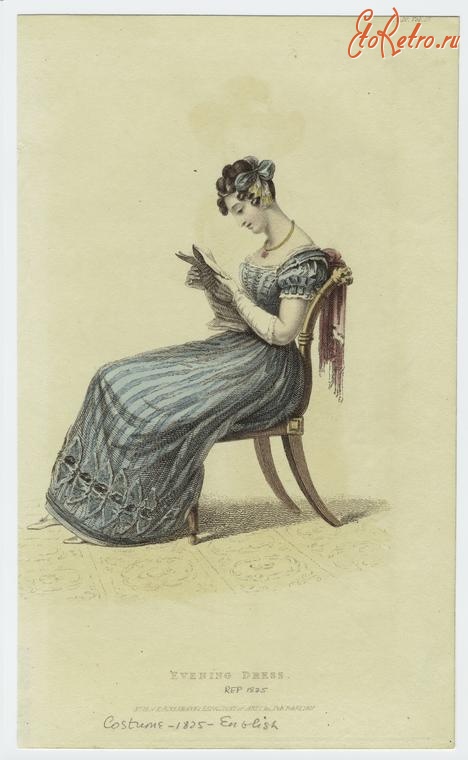 Ретро мода - Английский женский костюм 1820-1829. Вечернее платье